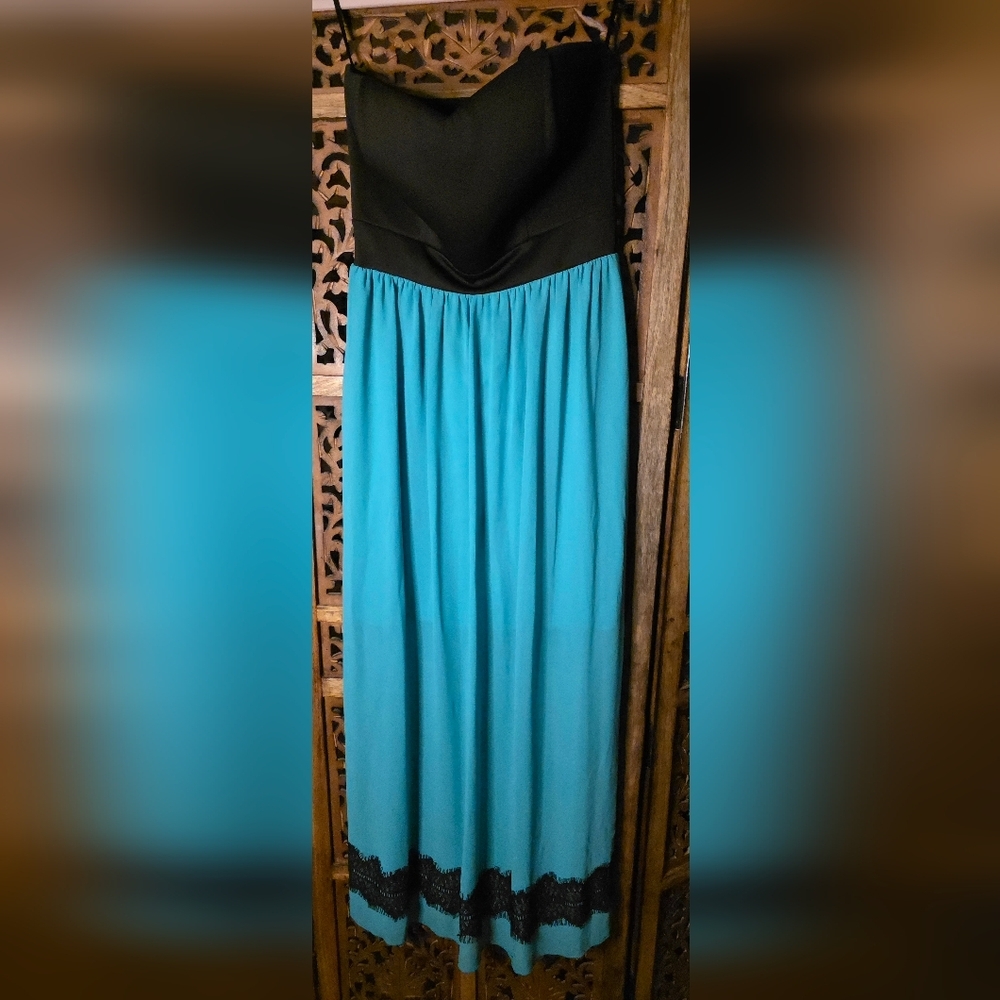 Enfocus Studio Strapless Black and Blue Dress